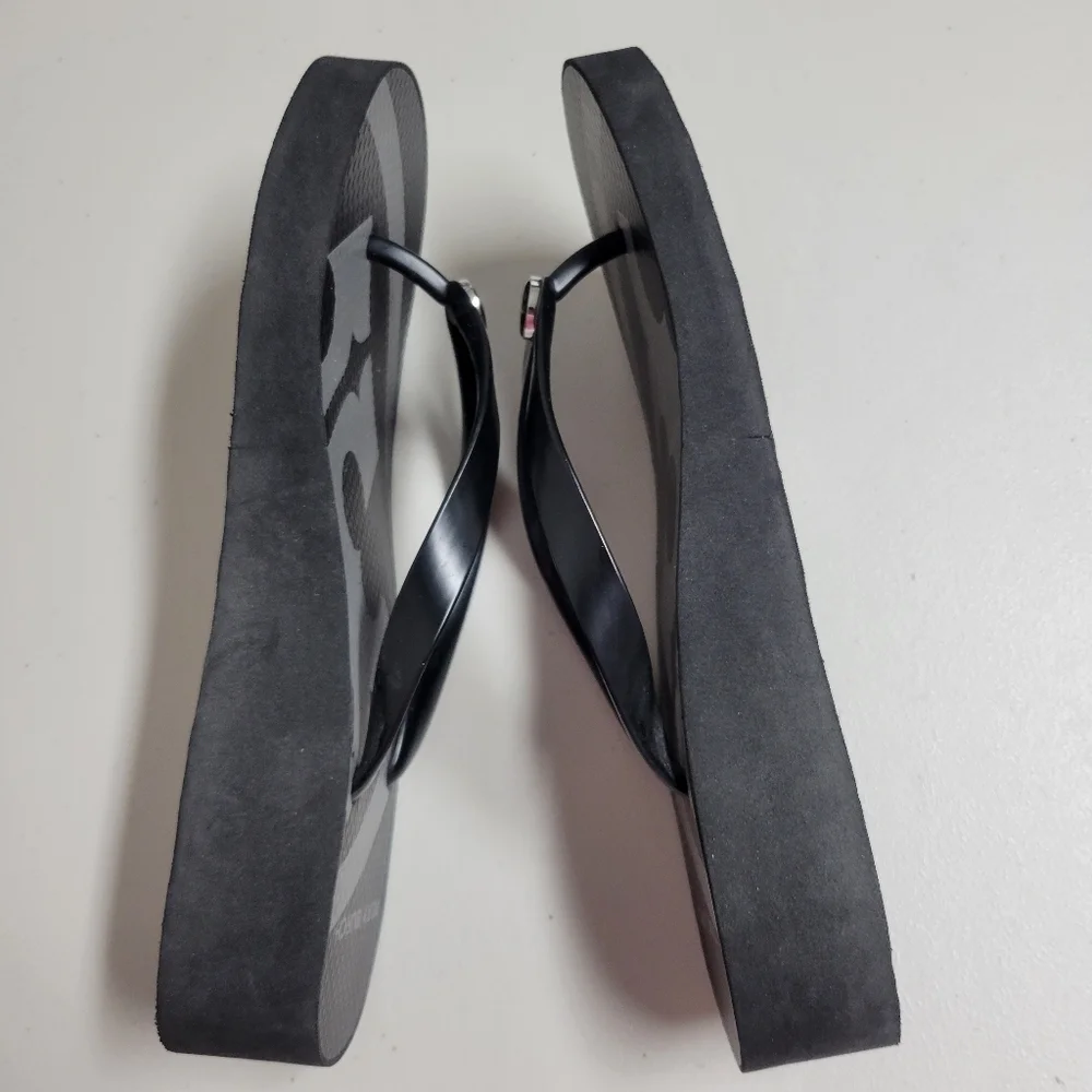 Tory Burch Black Logo Flip Flop Sandals